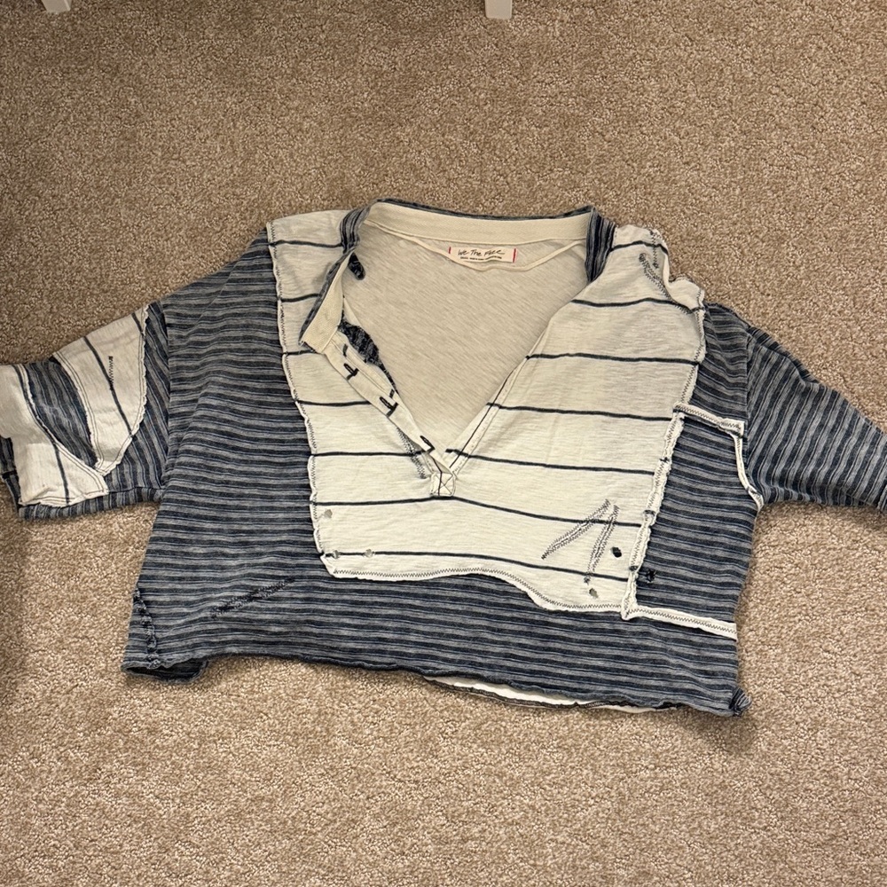 We The Free Blue and White Striped Women’s Top